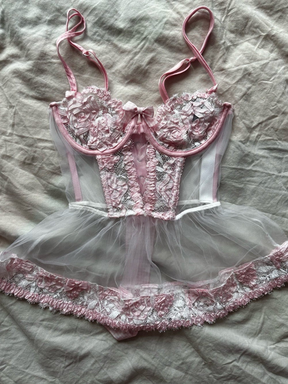 Victoria's Secret Pink Lace & Sheer Mesh Chemise